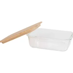 Clearance Excellent Houseware Glazen Vershoudschaal Met Bamboe Deksel Bewaren & Meenemen